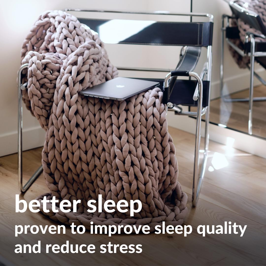 Nuzzie Chunky Knit Blanket - Breathable, Cooling, Hand Made Knit Throw Blanket for Sleep - Machine