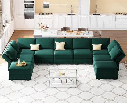Belffin Modular Sectional Sofa with Ottomans Velvet Reversible Sleeper Sectional Sofa with Chaise