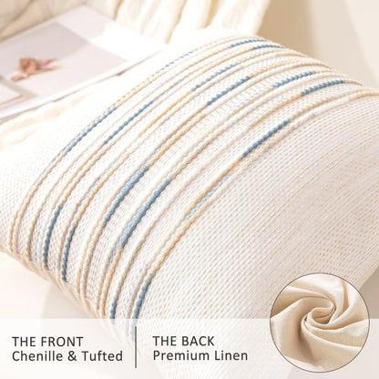 Boho Throw Pillow Covers 18x18 Set of 2 Farmhouse Decorative Cushion Case Striped Square Pillows
