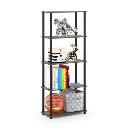 Furinno TURN-N-TUBE Storage Shelves, 5-Tier Book Shelf, Corner Shelf, Toolless Open Shelves, for