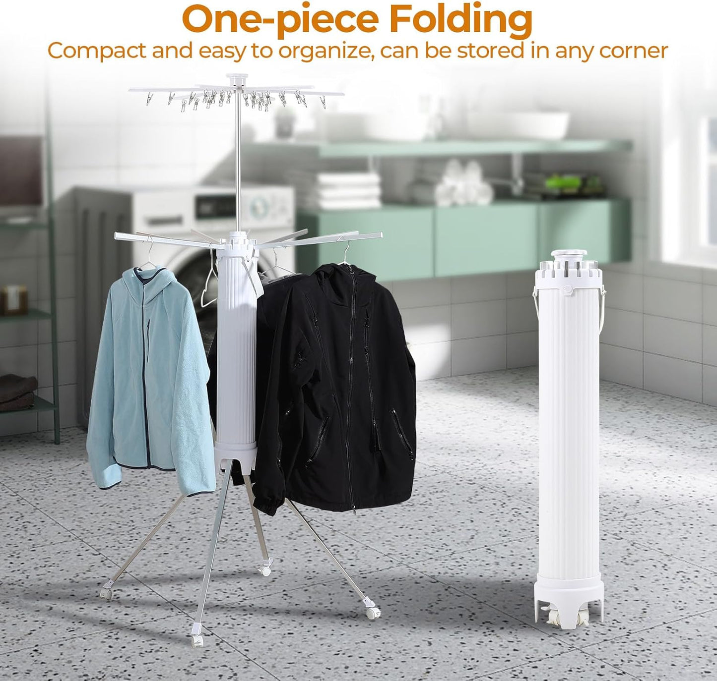 4-Legged Clothes Drying Rack Foldable,2 Tier Portable and Collapsible Space Saving Laundry Drying