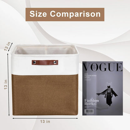 13x13 Cube Storage Bins, Collapsible Fabric Storage Box, 4 Pack Closet Baskets with Handles for