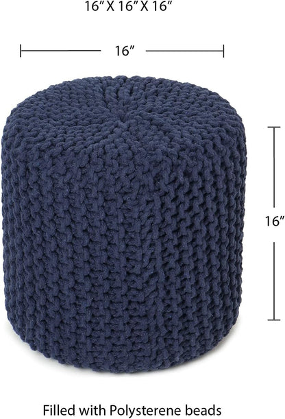 REDEARTH Cylindrical Pouf Ottoman -Hand Knitted Poof Pouffe Accent Chair Seat Footrest for Living