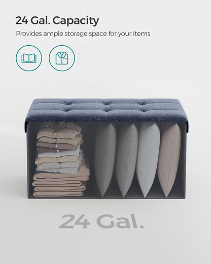 SONGMICS Mazie Collection - 30 Inches Folding Storage Ottoman Bench, Ottoman Foot Rest, End of Bed