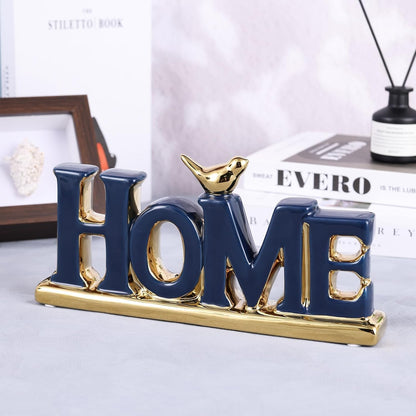 Love Sign Decoration,Blue and Gold Home Signs for Home Decor Statue,Modern Bird Sculpture