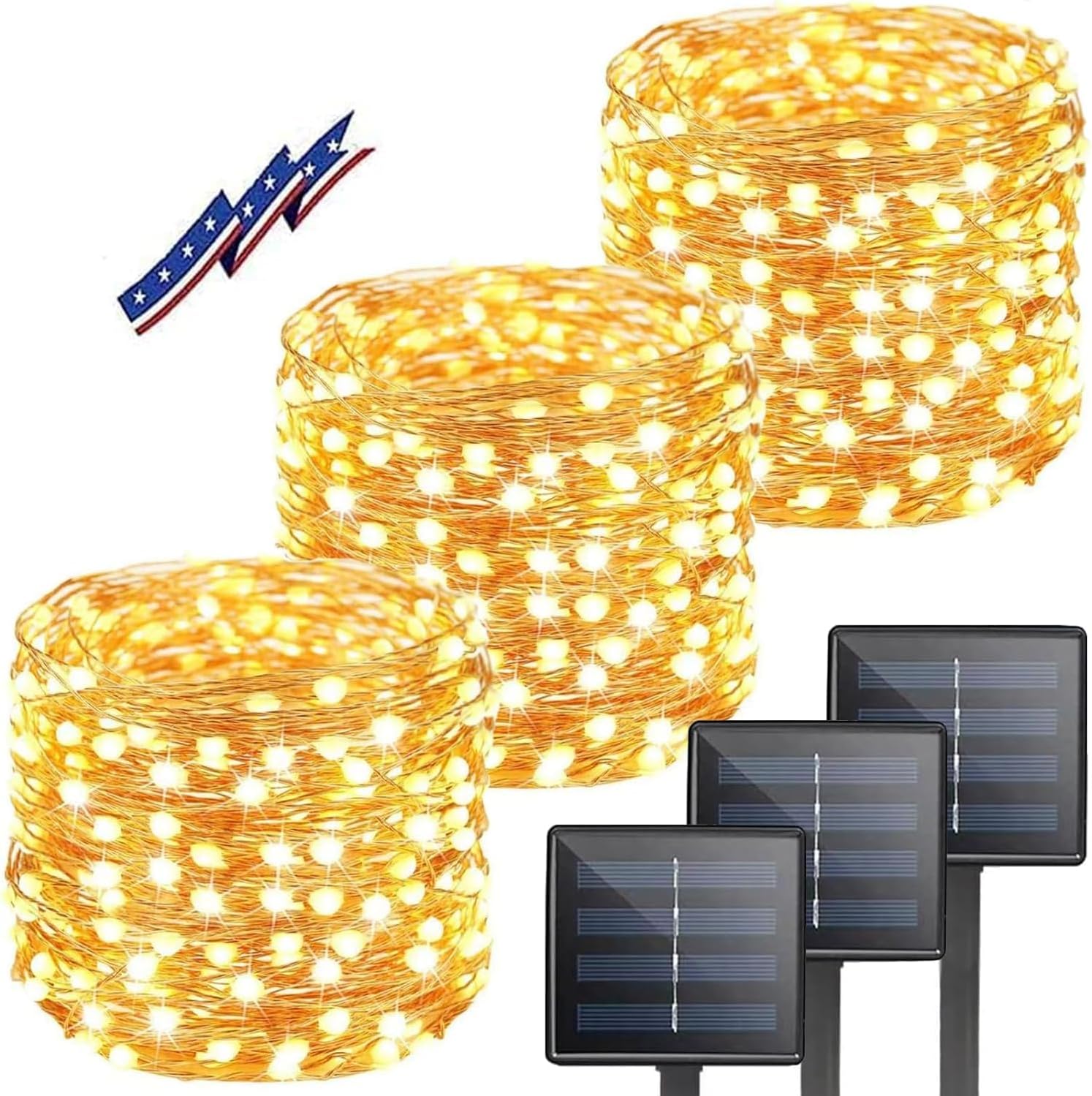 Solar Christmas String Lights Outside, 3 Pack Total 120FT 300 LED Solar Garden Twinkle Lights