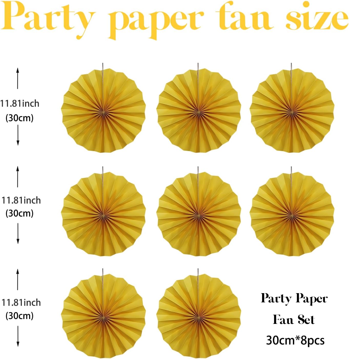 BARTHEW Yellow Birthday Decorations,DIY Yellow Paper Fans Hanging Decoration ,Party Supplies Party