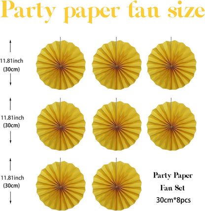 BARTHEW Yellow Birthday Decorations,DIY Yellow Paper Fans Hanging Decoration ,Party Supplies Party