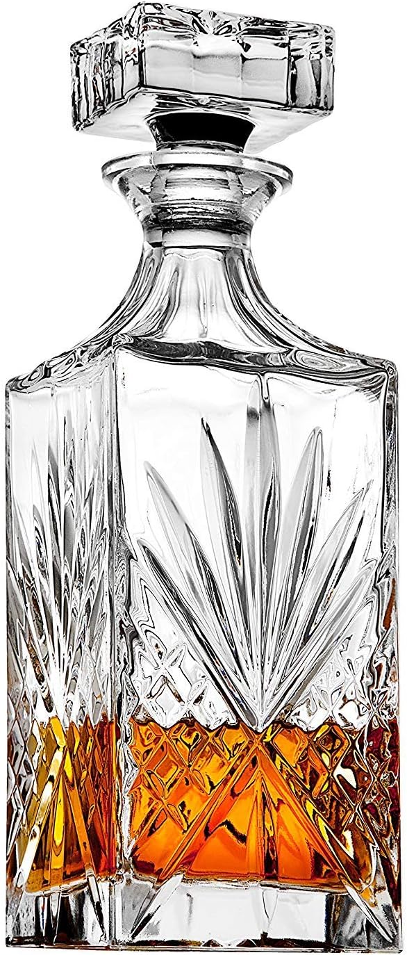 Godinger Whiskey Decanter and 6 Whiskey Glasses Bar set, for Liquor Scotch Bourbon Wine - Dublin