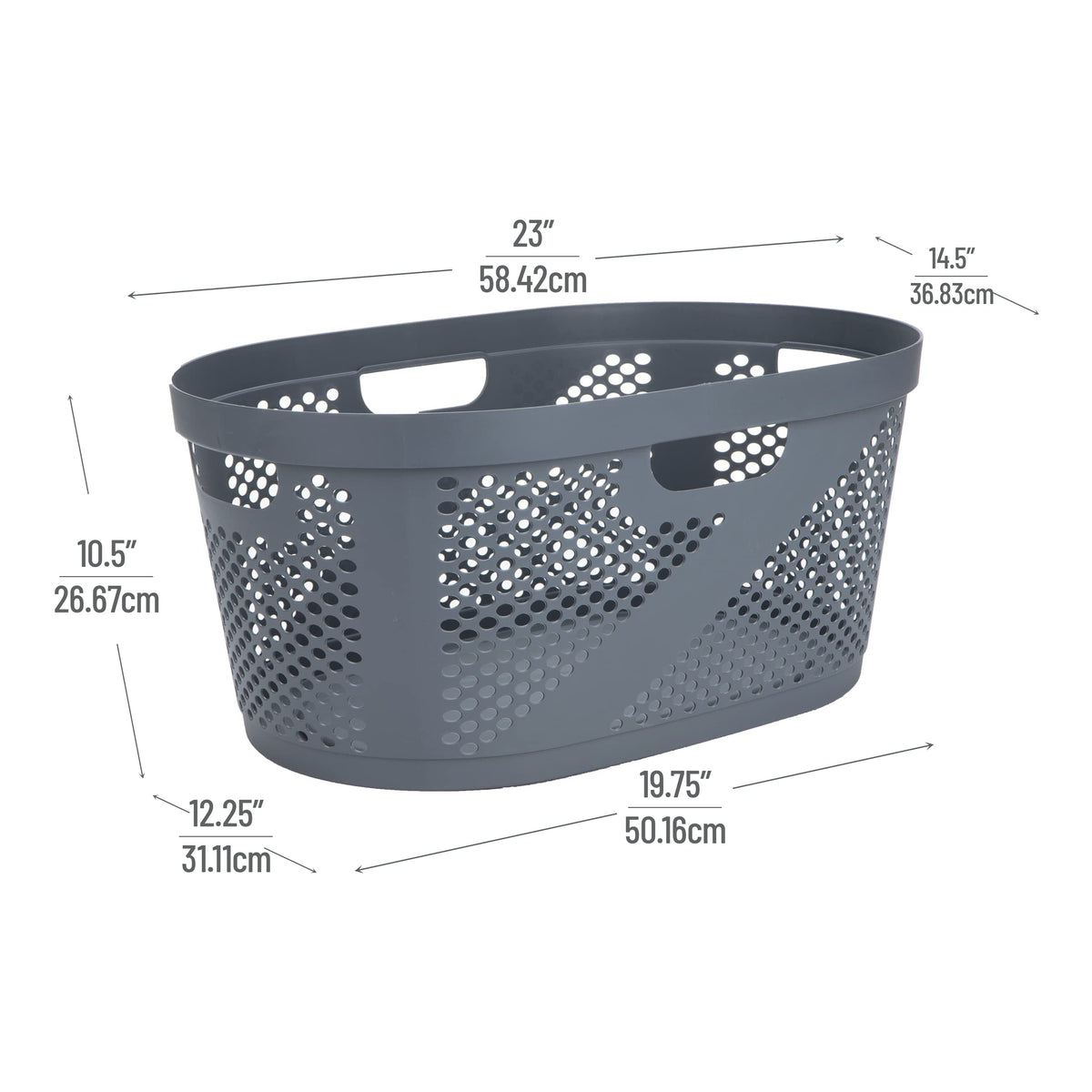 Mind Reader 40L Laundry Basket, Clothes Hamper, Premium Wicker Design, Plastic, Gray