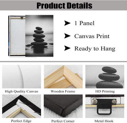 DOARTDO Zen Canvas Wall Art Black and White Zen Stone Picture Print Meditation Relax Spirit Spa