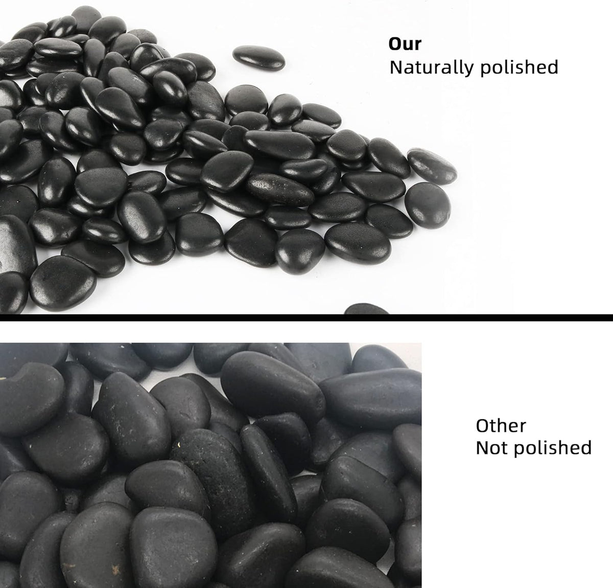 CJGQ Black Pebbles for Plants 7lb Bulk Bag Aquarium Gravel 0.5"- 1" Decorative Polished Fish Tank
