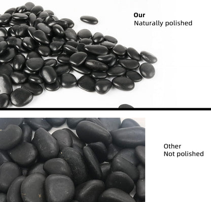 CJGQ Black Pebbles for Plants 7lb Bulk Bag Aquarium Gravel 0.5"- 1" Decorative Polished Fish Tank