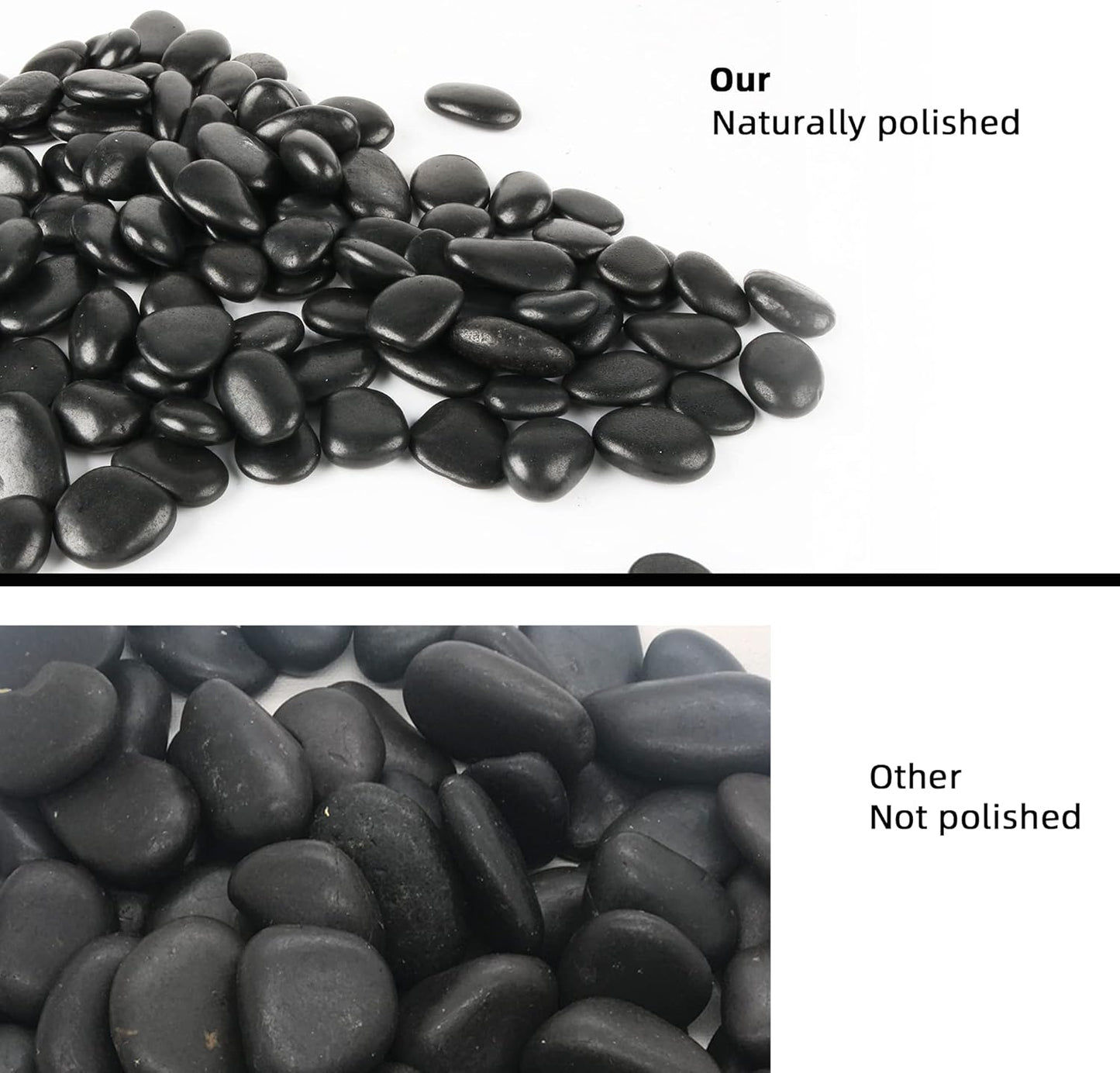 Black Pebbles for Plants 18lb 0.5"- 1" Aquarium Gravel Decorative Polished Stones Natural River
