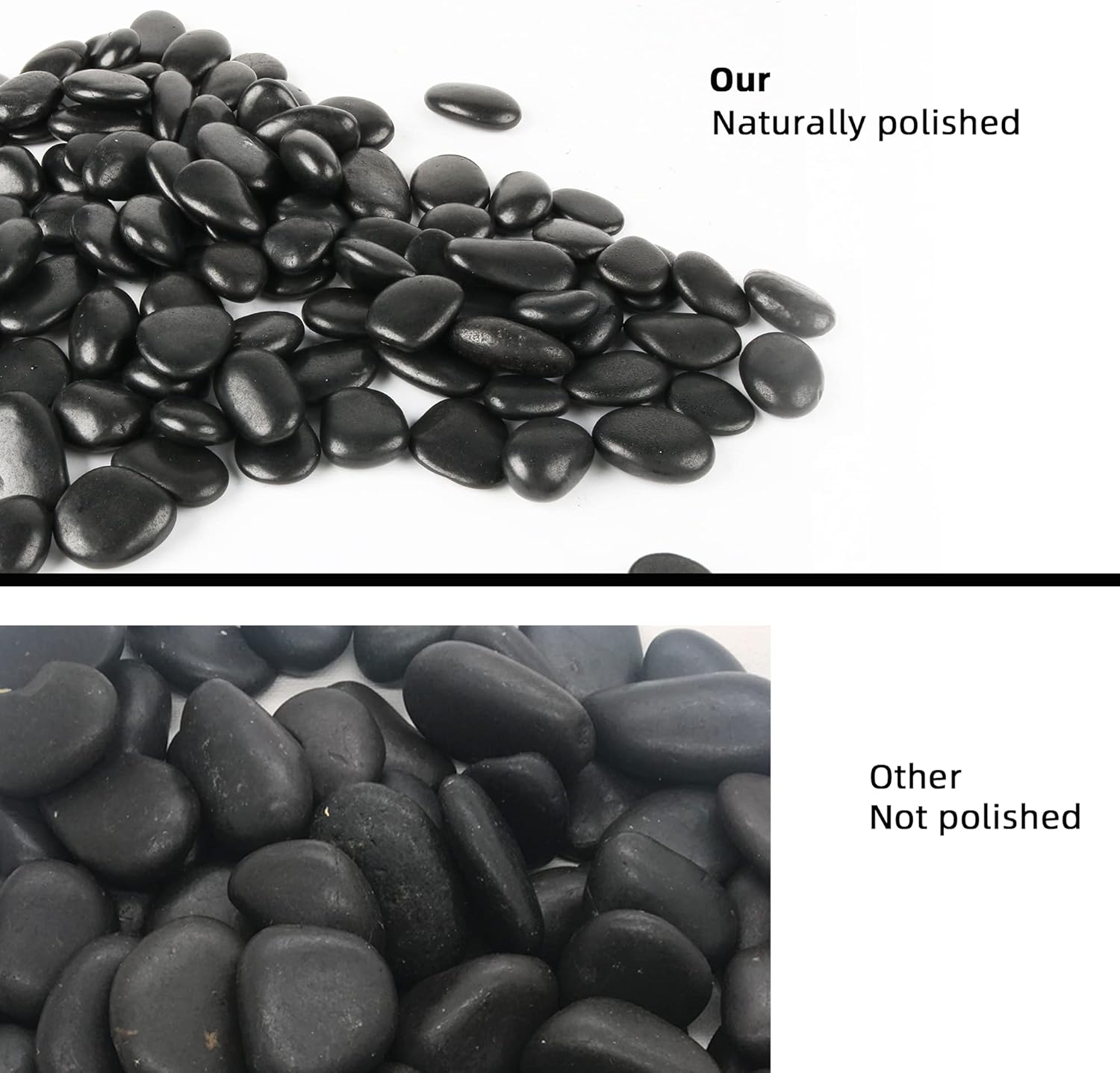 Black Pebbles for Plants 1.8lb Bulk Bag Aquarium Gravel 0.8"- 1.2" Decorative Polished Fish Tank