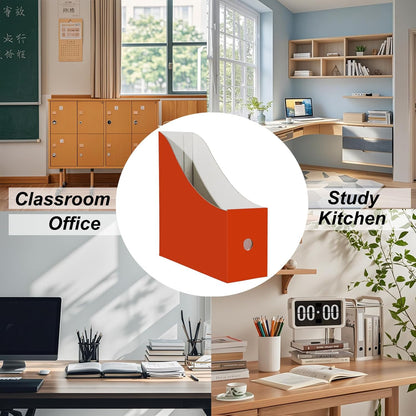 Cardboard Magazine Holder (24 Pack), Sturdy Book Bins for Classroom, Vertical File Folder