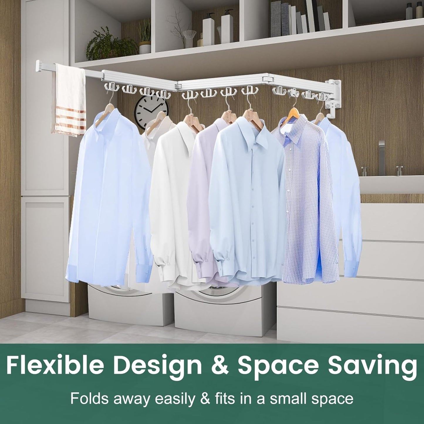 Wall Mounted Clothes Drying Rack, Laundry Drying Rack Wall Mount, 3-Fold Drying Rack Clothing