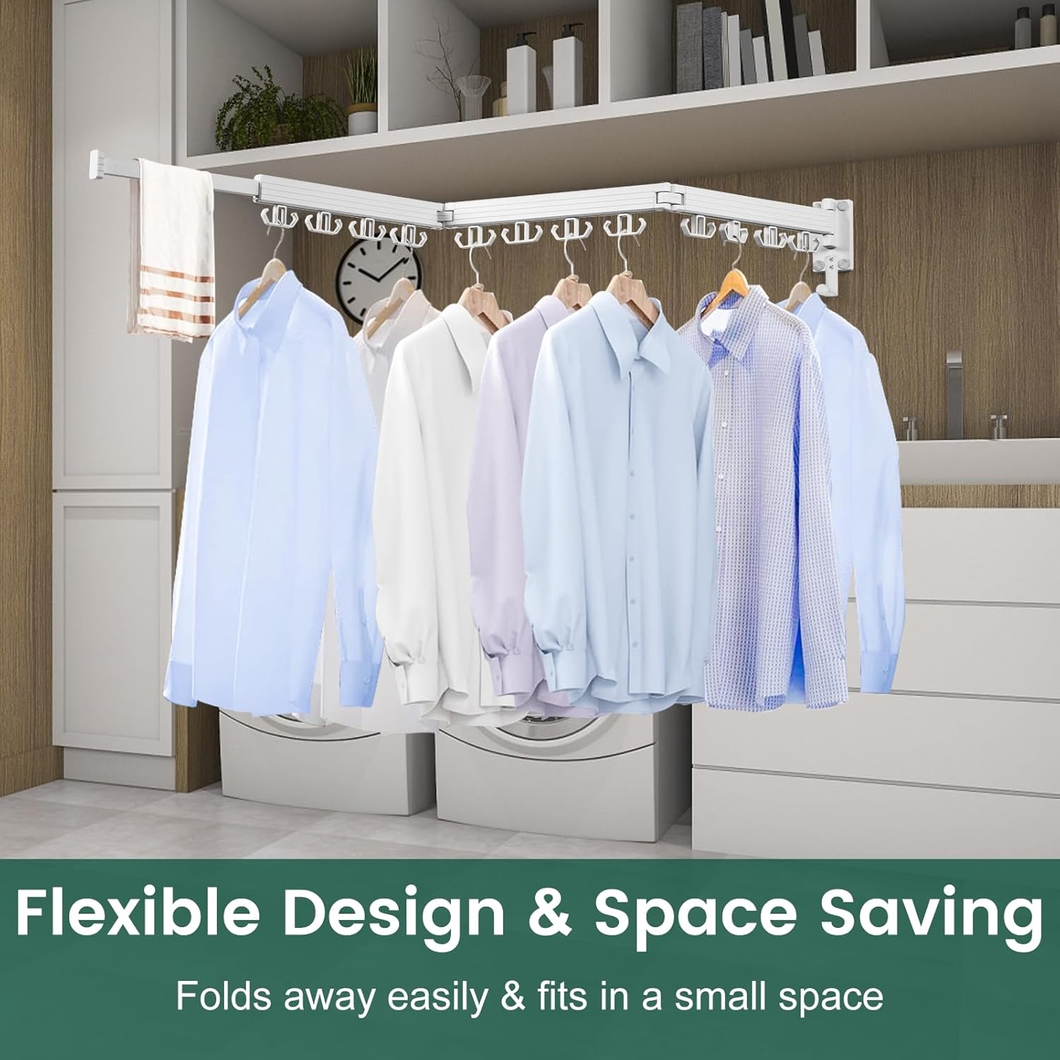 Wall Mounted Clothes Drying Rack, Laundry Drying Rack Wall Mount, 3-Fold Drying Rack Clothing