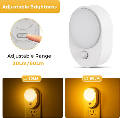 L LOHAS LED Plug in Night Light with Motion Sensor and Dusk to Dawn Sensor,[4-PACK] Night Lights