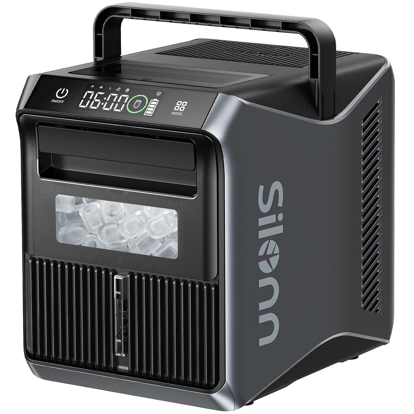 Silonn Battery-Powered Ice Maker with 4-Power, RV Ice Maker Countertop 12V/24V Car Charger 100-240V
