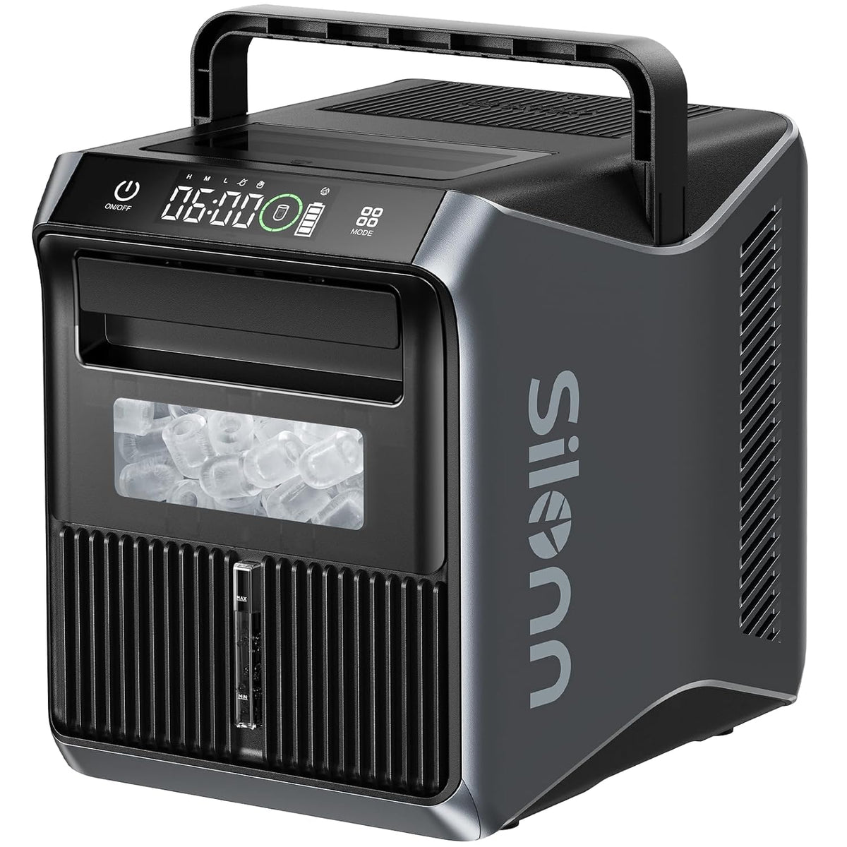 Silonn Battery-Powered Ice Maker with 4-Power, RV Ice Maker Countertop 12V/24V Car Charger 100-240V