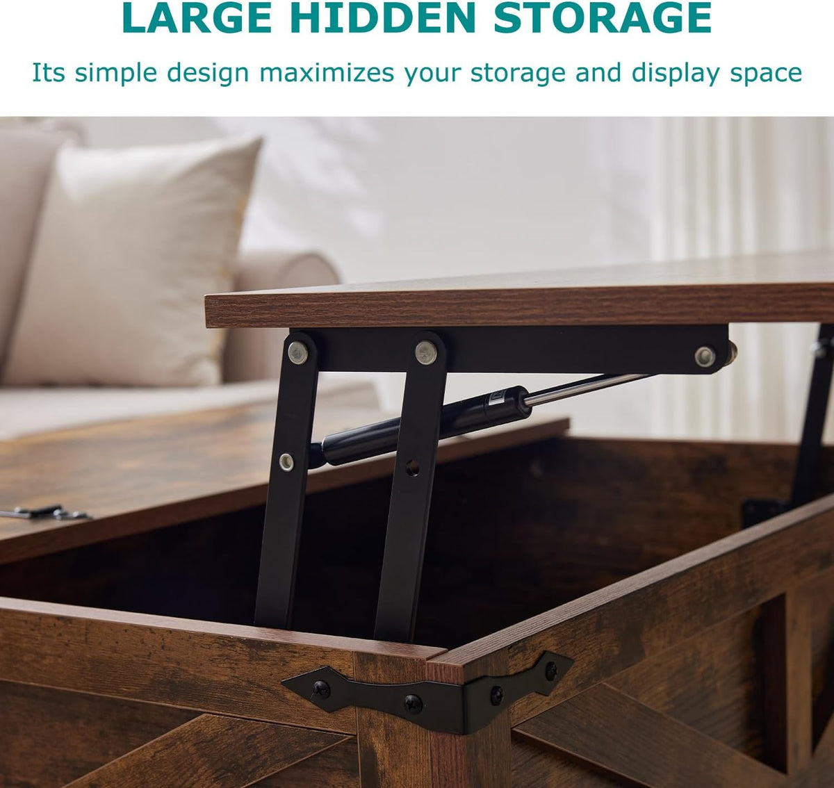 Coffee Table with Storage, Rustic Brown Square Coffee Tables for Living Room, Lift top Coffee Table
