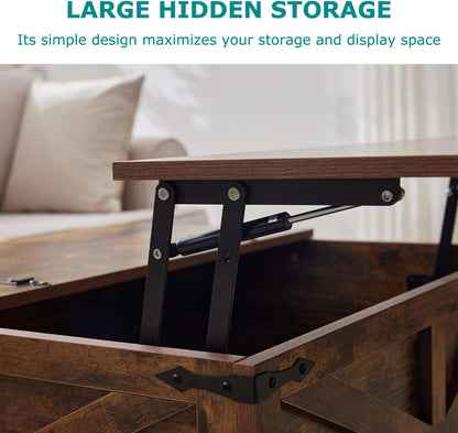 Coffee Table with Storage, Rustic Brown Square Coffee Tables for Living Room, Lift top Coffee Table