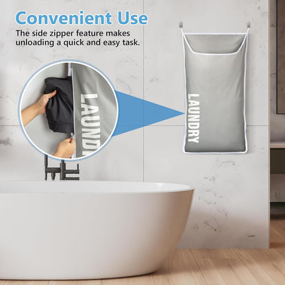 Hanging Laundry Hamper Bag XL 40x22", Space Saving over the Door Storage Bags, Behind the Door