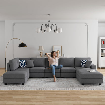 L Lengend Vansen Modular Sectional Sofa U Shaped Couch with Ottoman Modern Reversible Corner