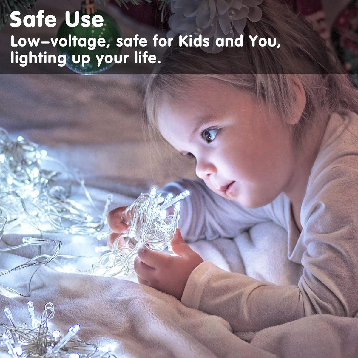 JMEXSUSS White Battery Operated String Lights Outdoor Waterproof, 33ft 100 LED Battery Power