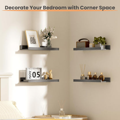 upsimples Floating Shelves for Wall, Wall Shelves for Decor Storage Set of 6, Wall Mounted Wood