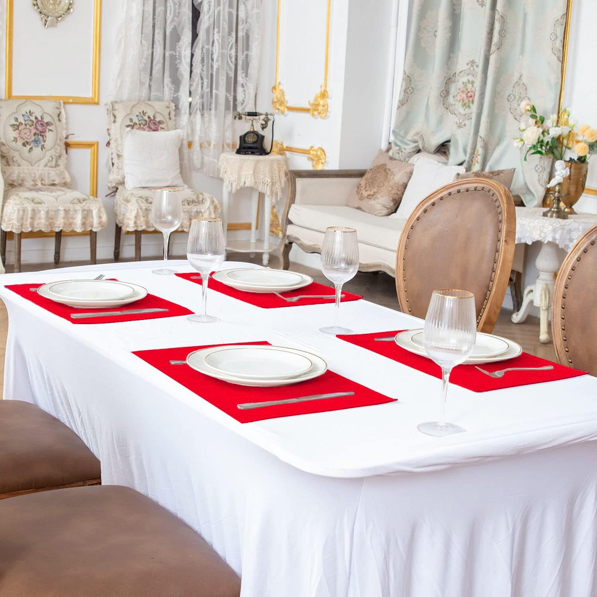 Cloth Placemats Set of 8, Linen Type Fabric Placemats Machine Washable Heat Resistant Placemats