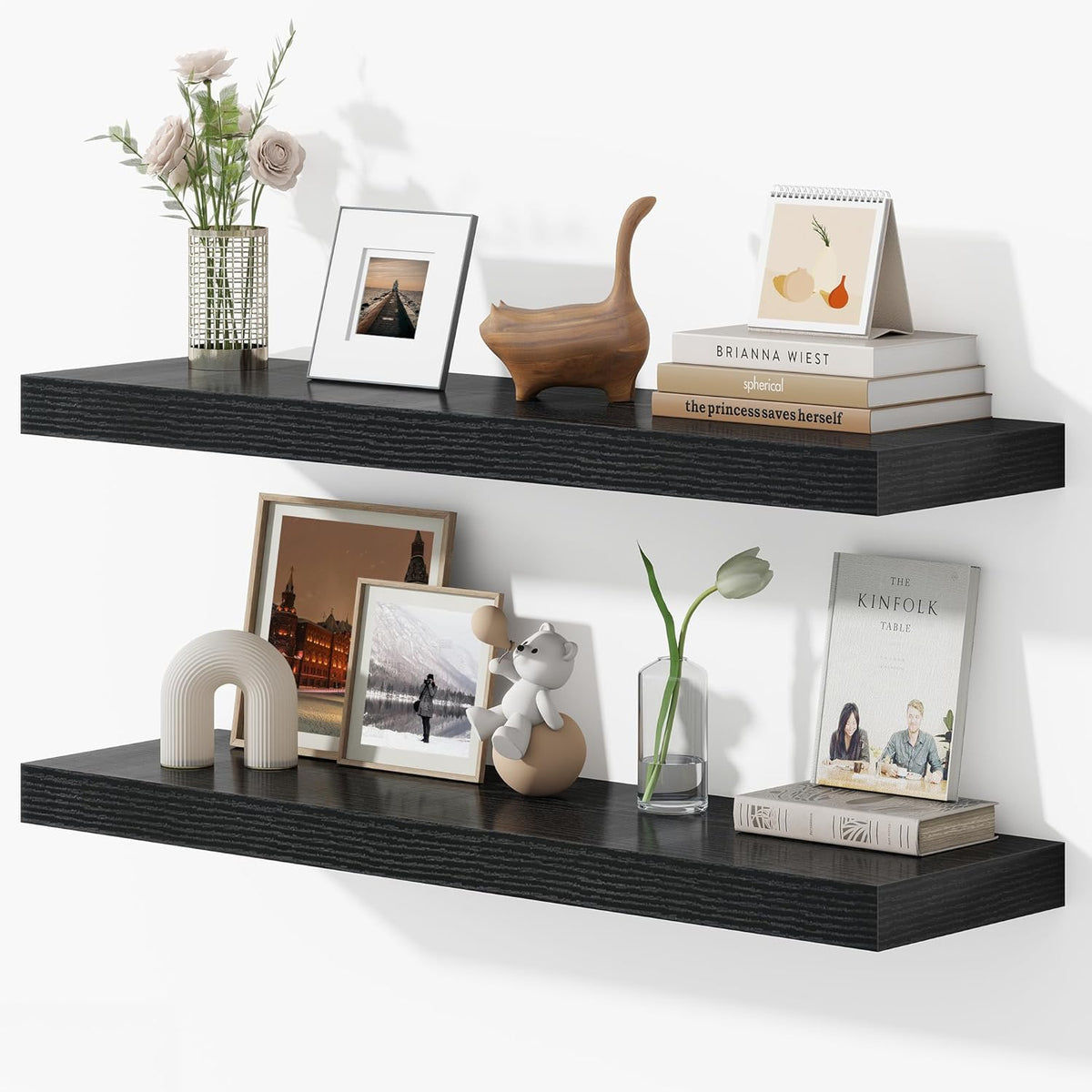 36 Inches Floating Shelves for Wall, 9.3" Deep Long Floating Shelves Set of 2, Large Display &
