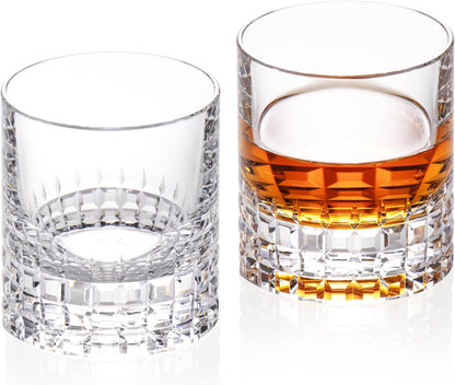 KAMMAK Crystal Whiskey Glasses Set of 2, Luxury 7.78oz Old Fashioned Glasses Stemless, Hand Blown
