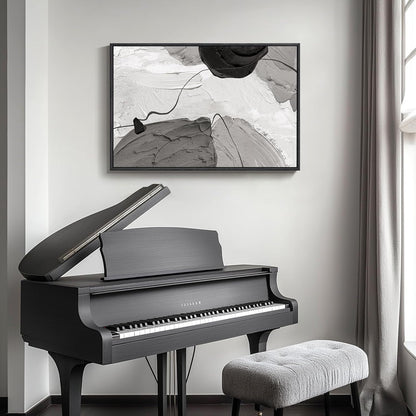 Framed Black and White Abstract Canvas Wall Art, Large Modern Art Prints Paintings Artwork for
