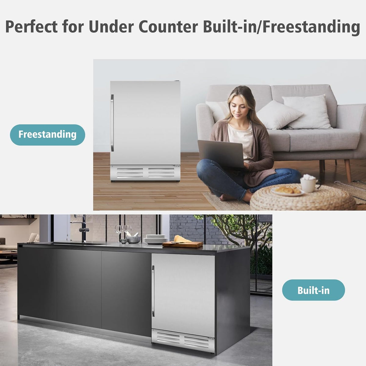 24 Inch Outdoor Beverage Refrigerator Cooler,Stainless Steel Wide Refrigerator for 210 Cans,Fit