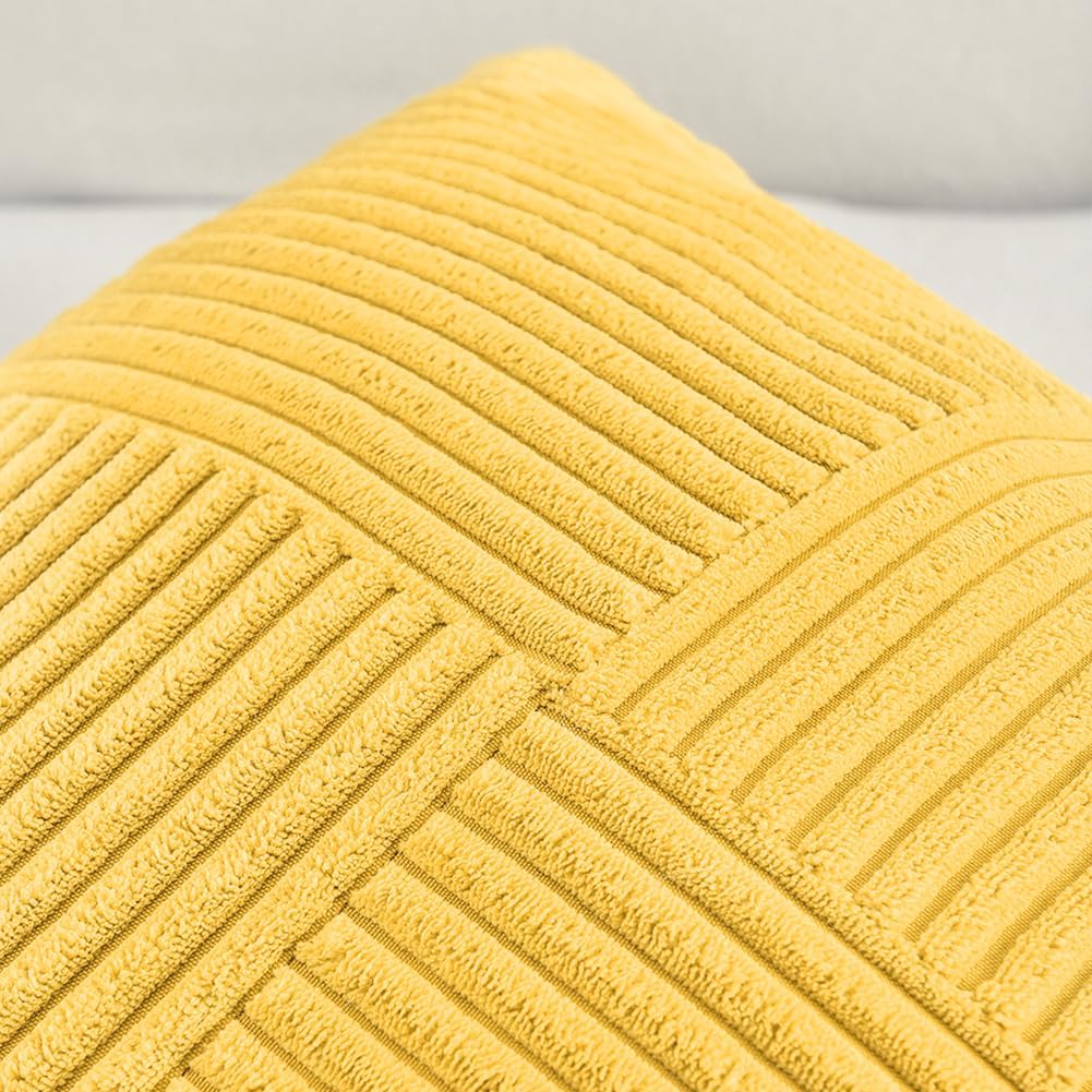 Fancy Homi 2 Packs Yellow Decorative Throw Pillow Covers 22x22 Inch for Living Room Couch Bed Sofa