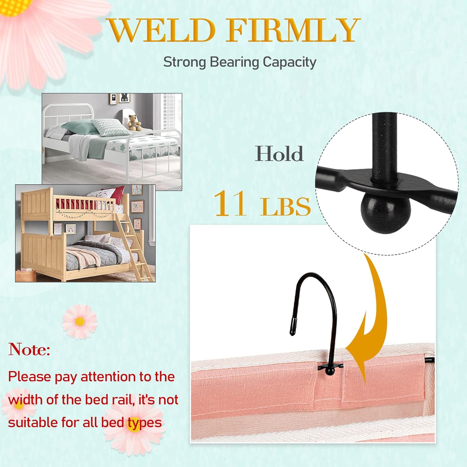 Bedside Storage Caddy/Bedside Hanging Storage Bag for Headboards Bunk Beds Dorm Rooms Book Phone