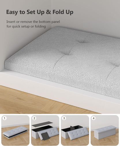 Storage Ottoman Bench, Folding Ottoman Foot Rest, End of Bed Bench,Storage Chest, for Living Room