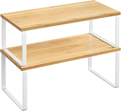 SONGMICS Cabinet Organizer Shelf, Set of 2 Kitchen Counter Shelves, Kitchen Storage, Spice Rack