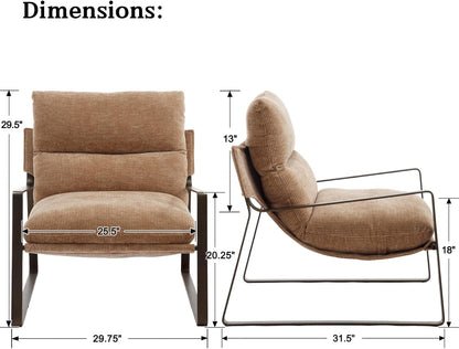 DUOMAY Mid-Century Accent Chairs Armchair Set of 2, Comfy Chenille Leisure Chairs Lazy Chairs with