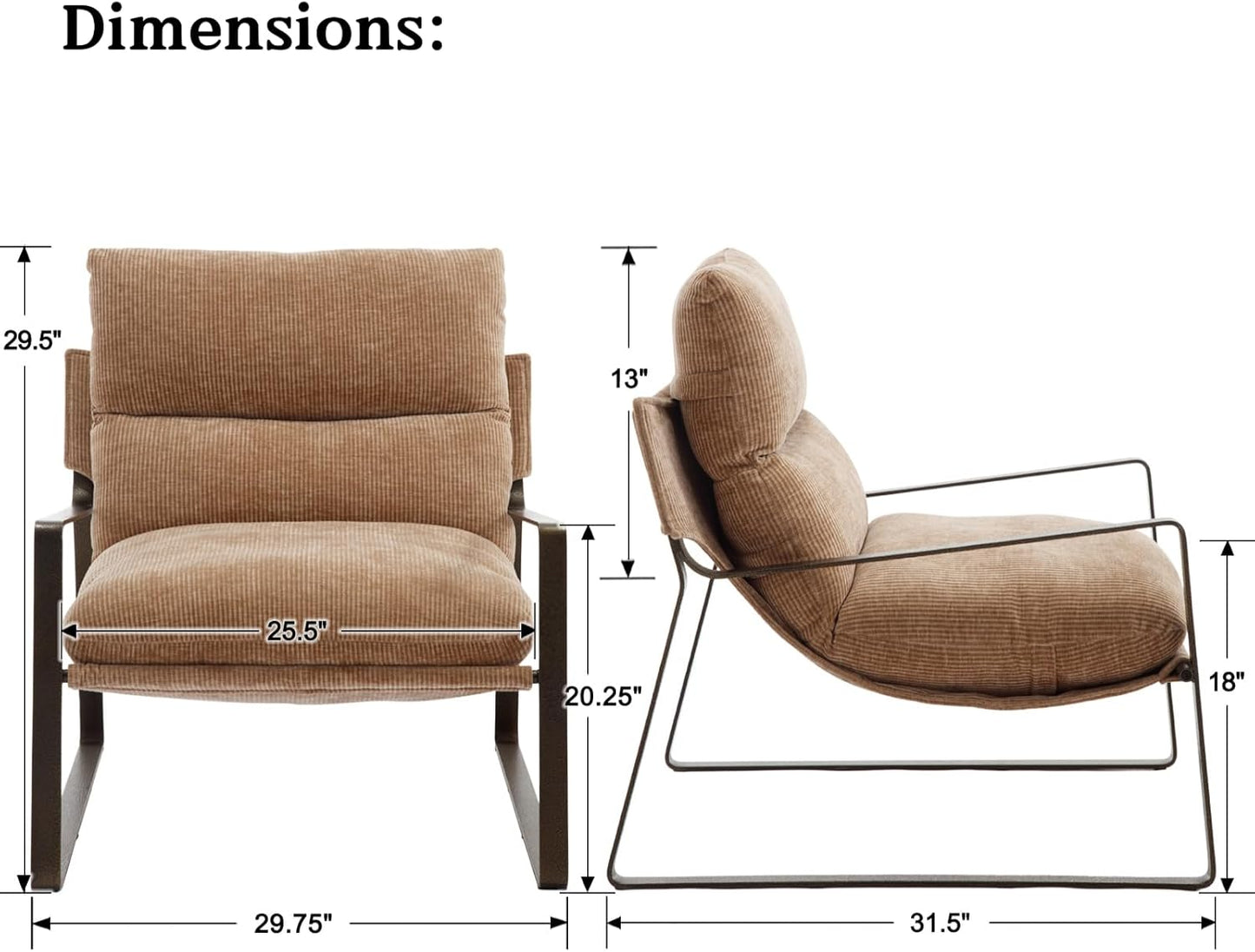 DUOMAY Mid-Century Accent Chair Armchair, Comfy Chenille Leisure Chair Lazy Chair with Brozen Metal