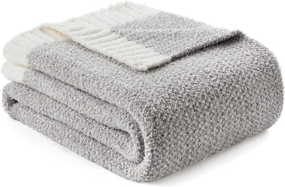 Snuggle Sac Oversized Grey Throw Blankets Twin Size,Super Soft Warm Blankets Cozy Knit Fuzzy Throw