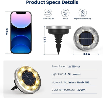 SOLPEX 16 Pack Solar Ground Lights Outdoor Waterproof, Solar Powered Pathway Lights, Landscape