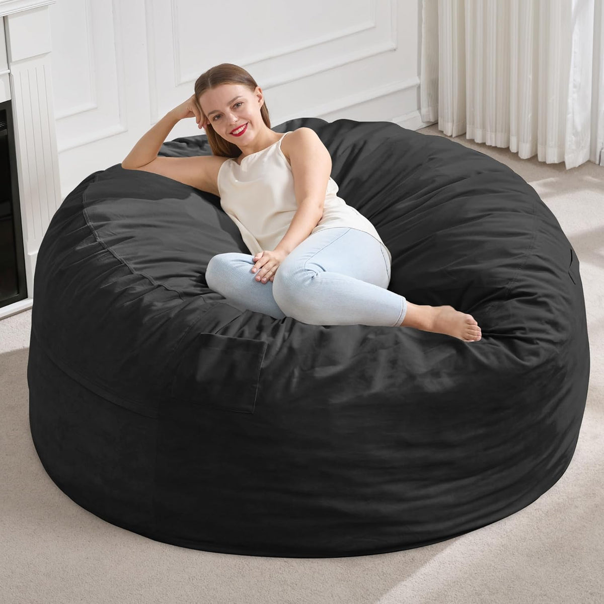 Hobestluk 5FT Bean Bag Chair Giant Bean Bag Chairs for Adults Large Bean Chairs with Removable