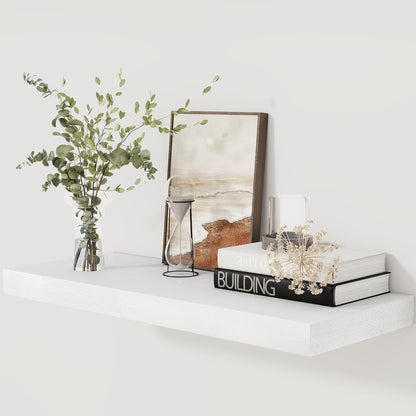 Fun Memories 30 Inch Floating Shelves White, 12 Inch Deep Floating Shelf for Books, 30 x 12 x 2