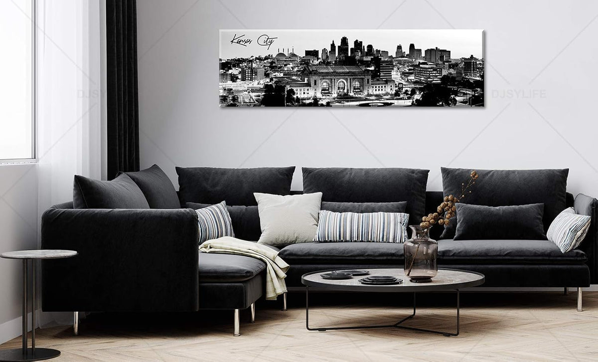 Pictures for Bedroom Black and White Wall Art Kansas City Panoramic Cityscape Skyline Canvas Art