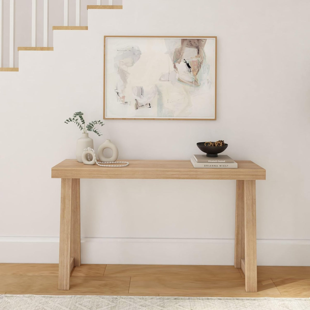 Plank+Beam Solid Wood Console Table, 56 Inch, Sofa Table, Narrow Entryway Table for Hallway, Behind