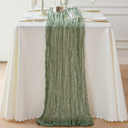 Sioloc 1 Pack Sage Green Cheesecloth Table Runner Fall Autumn Decor for Home 10ft Table Cloth for
