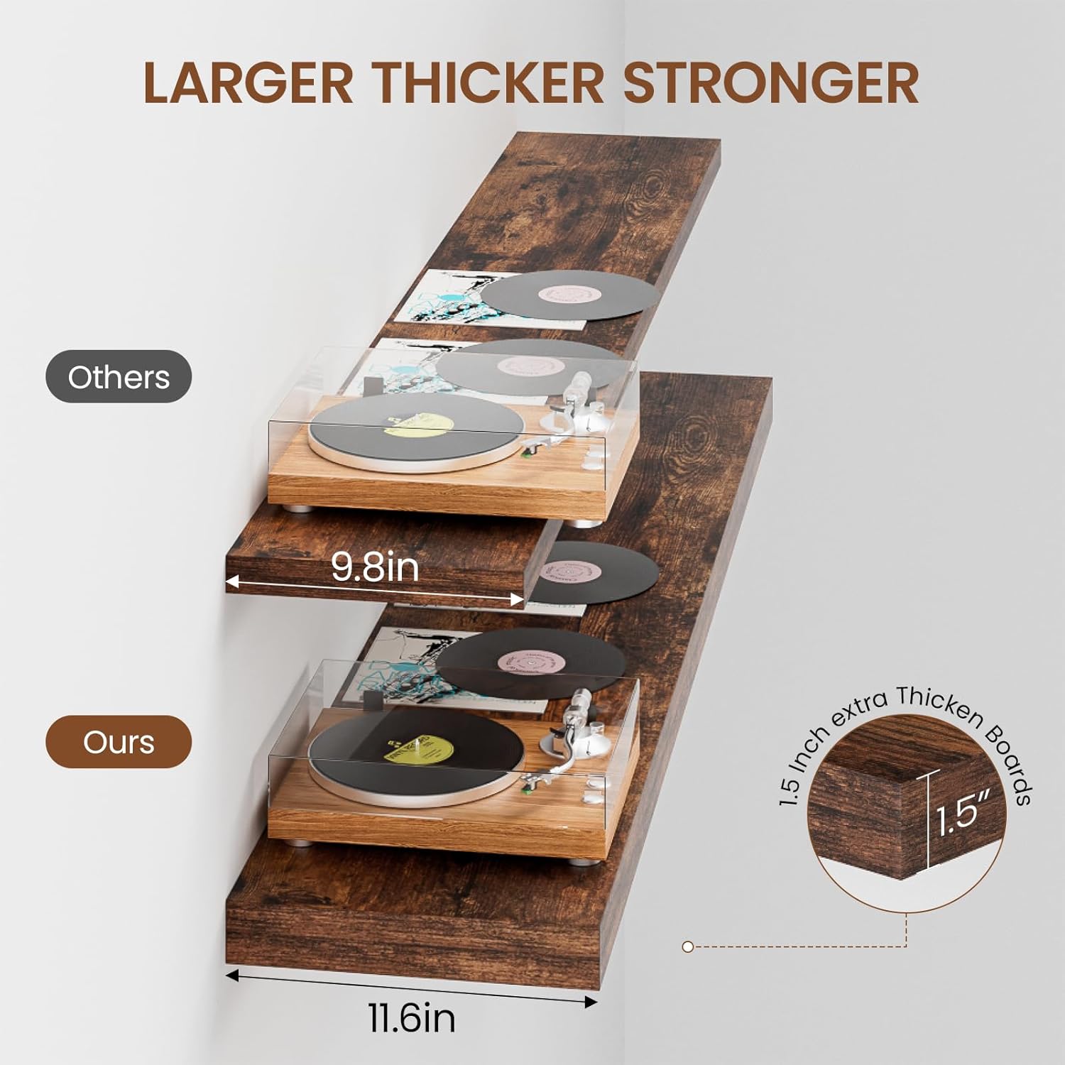 Heimlove 12 Inch Deep Floating Shelves, 55 x 12 inch Extra Long Floating Shelves for Wall, Large